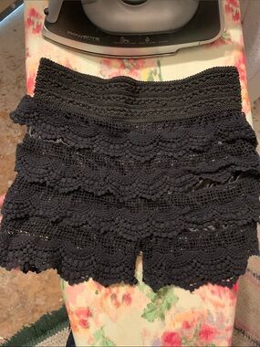 Black Crochet Lace Women’s Shorts